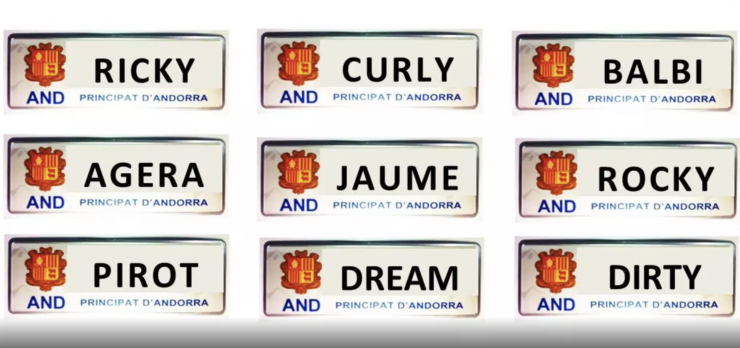 Alguns exemples de matrícules personalitzades.